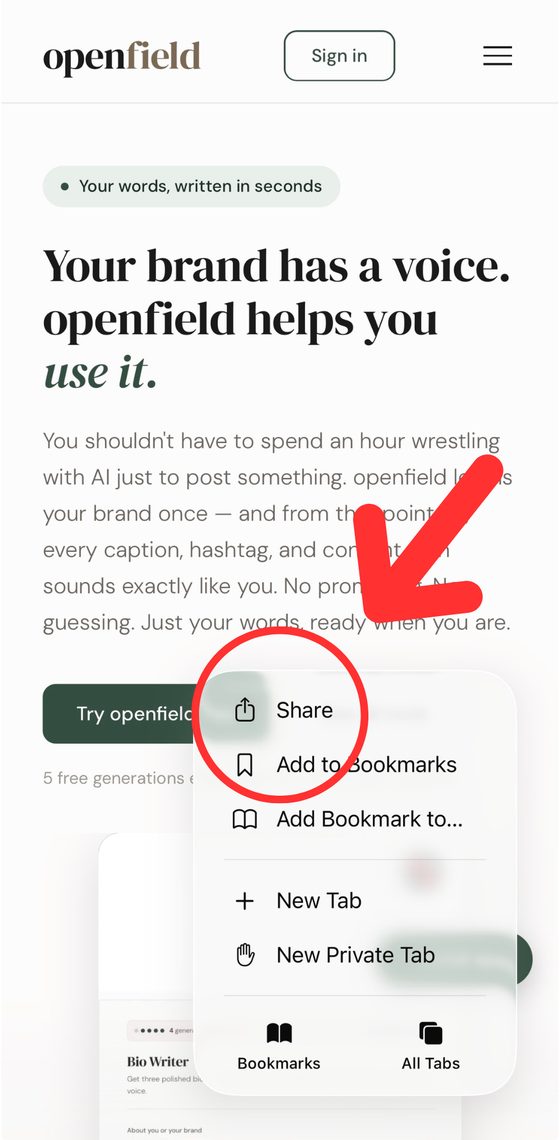 Tap Share