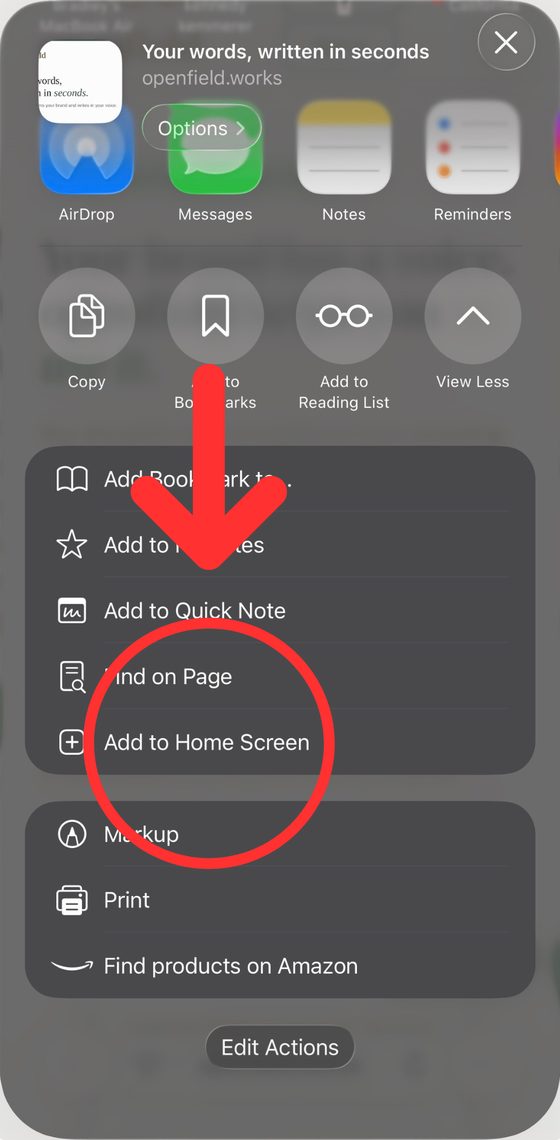 Tap Add to Home Screen